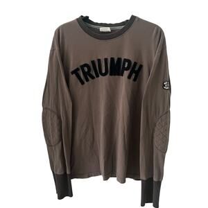 Triumph Motorcycles Vintage Style L/S Jersey Shirt Quilted Elbow Patches Men’s L